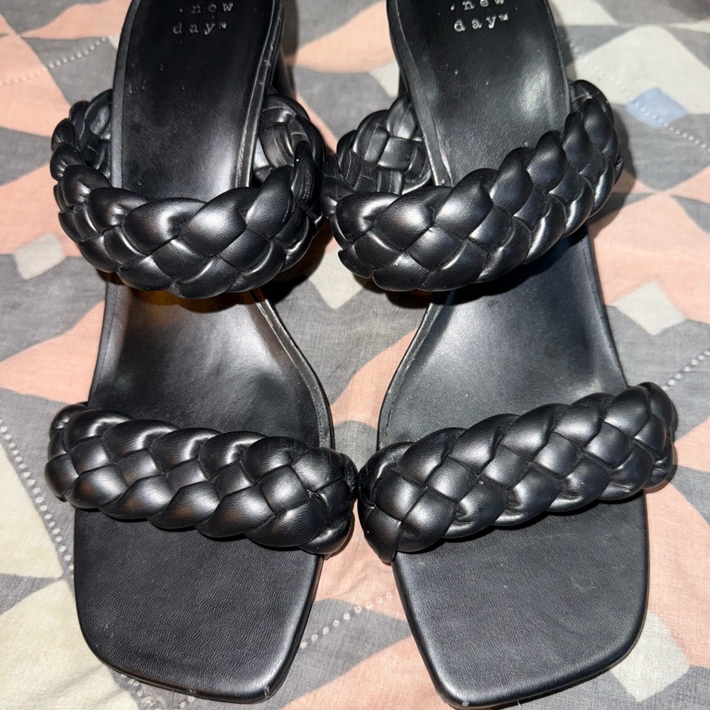 A New Day Women's Black Braided Strap Sandals